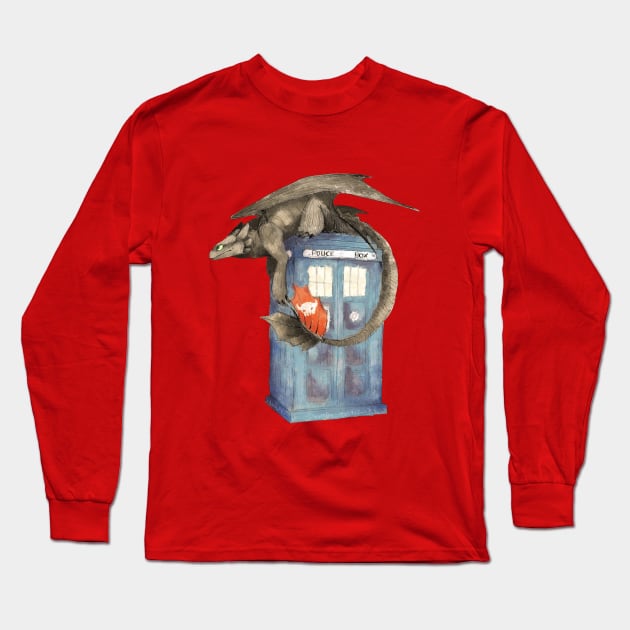 Toothless and the TARDIS Long Sleeve T-Shirt by FoxintheBushStudios